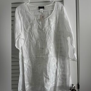 Avenue White Cotton Blouse